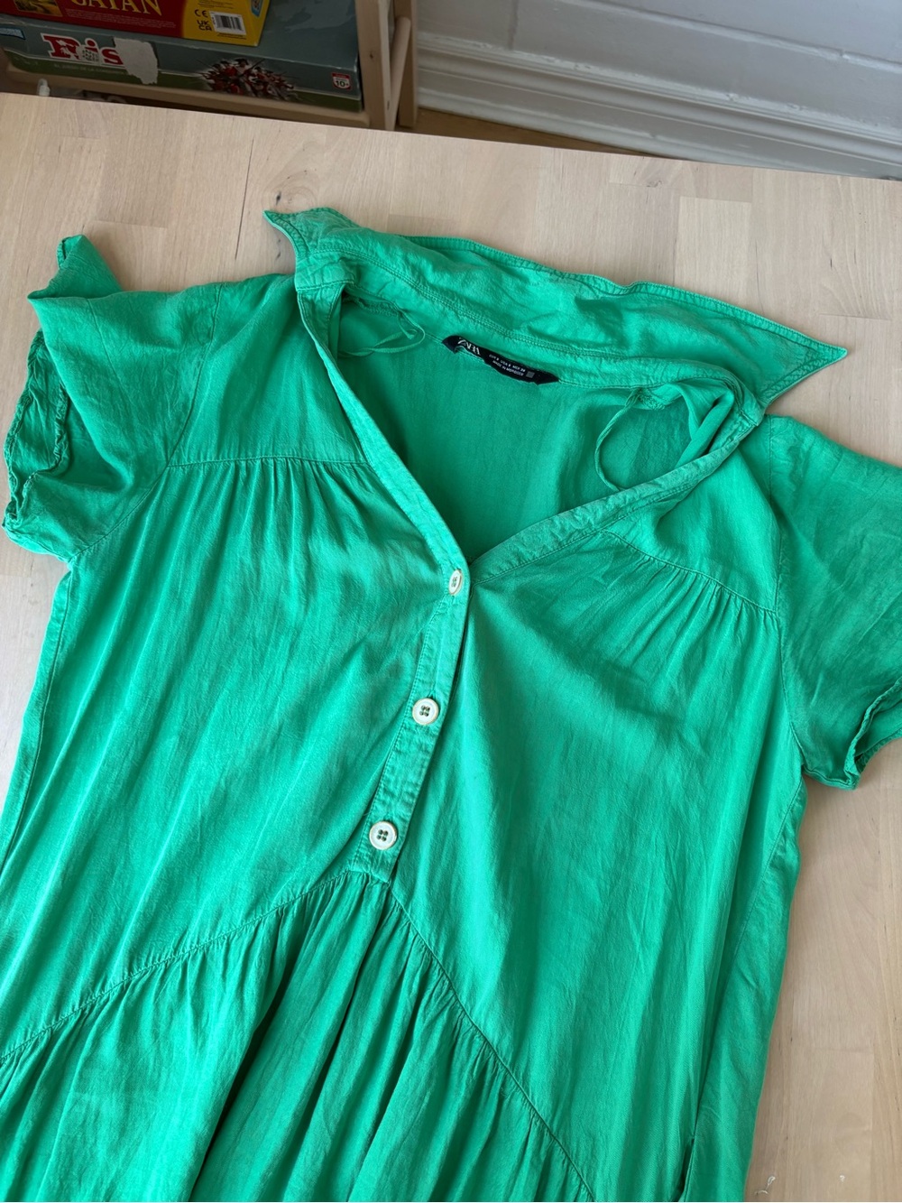 Zara Bright Green Tiered Maxi Dress - Picture 2 of 5